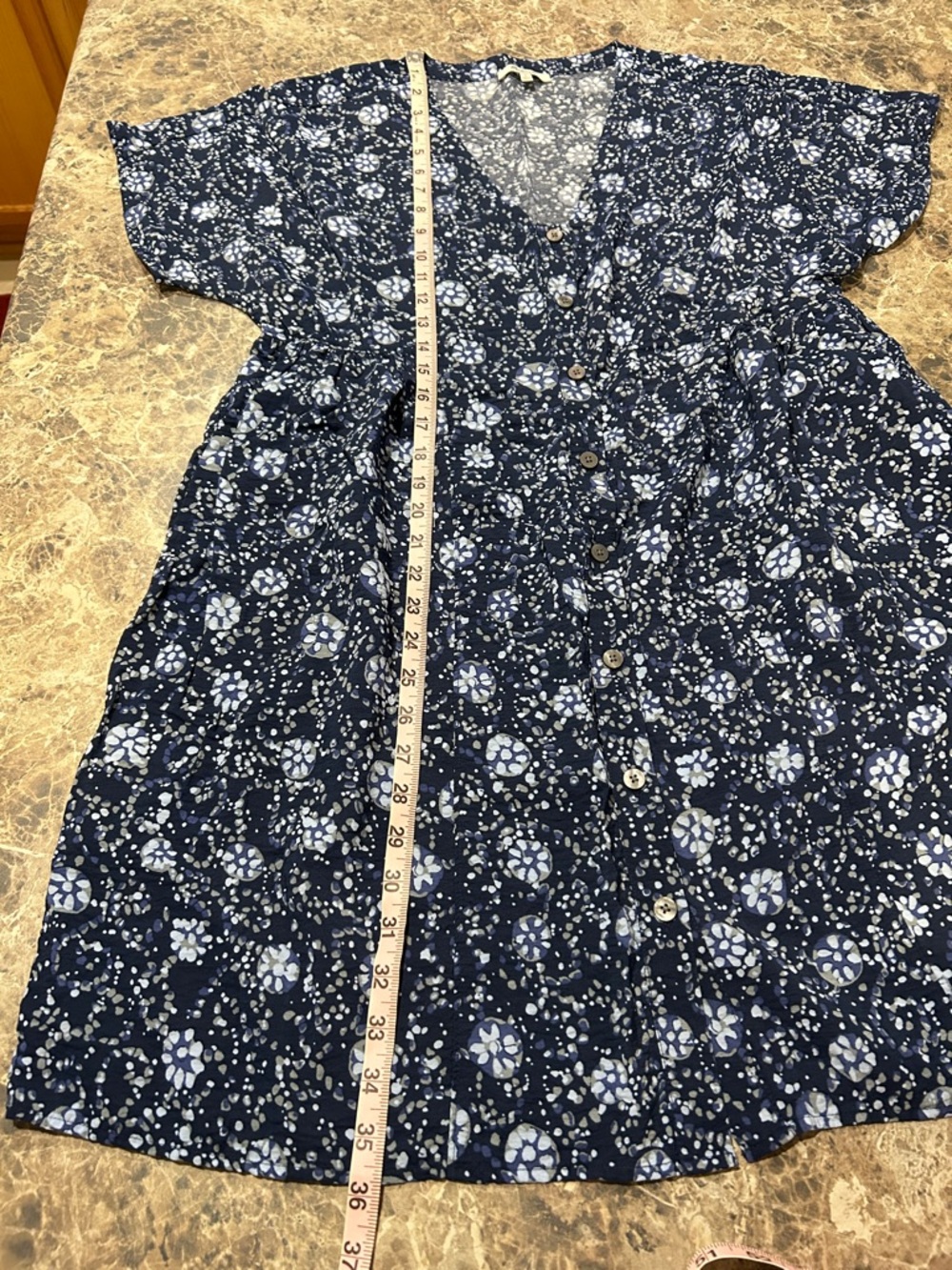 Madewell Button Front V-Neck Floral Mini Dress Blue Large - Picture 13 of 13